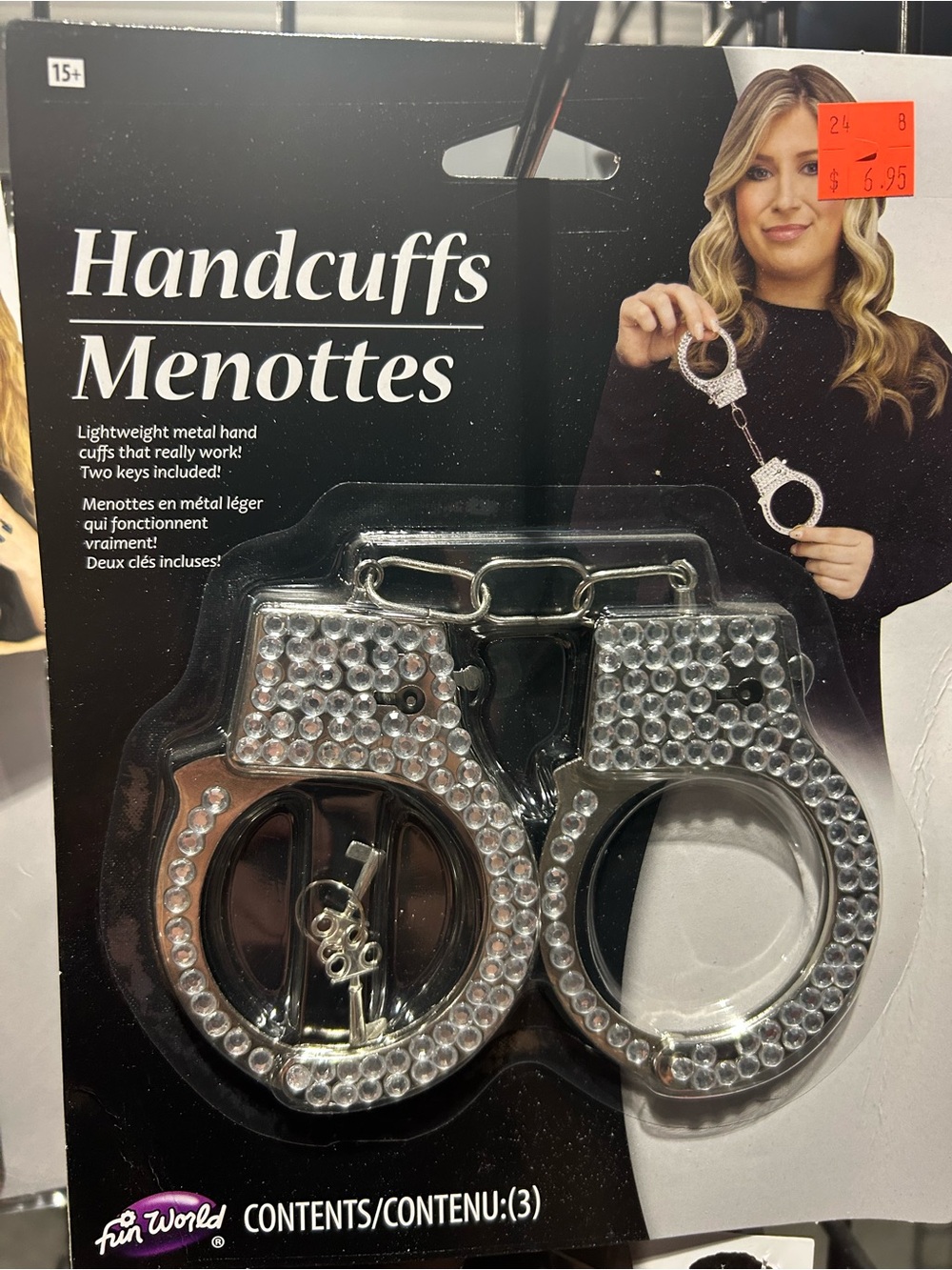 Silver Rhinestone Handcuffs - Fun World